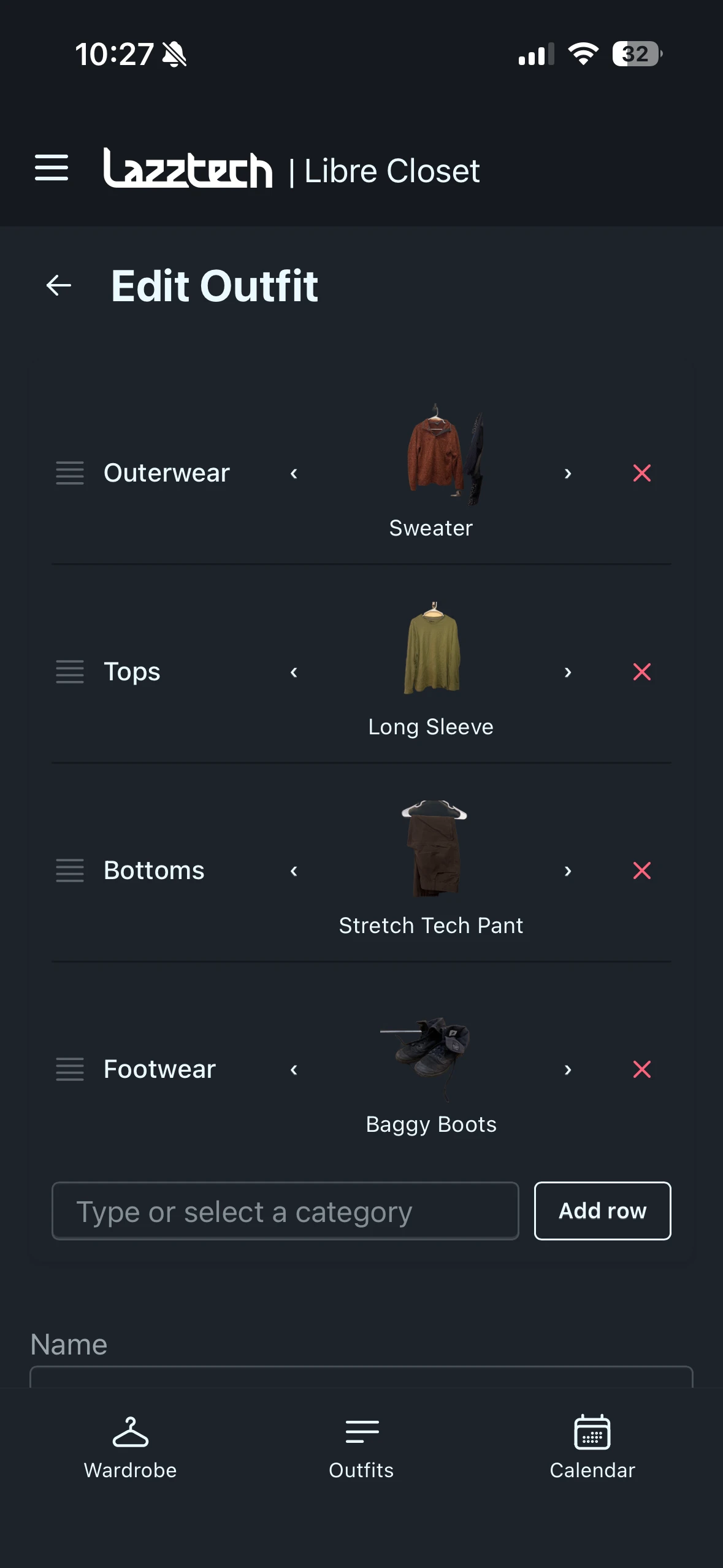 Outfit builder on mobile